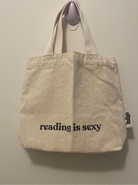 Indigo Mini Natural Canvas Tote - Black Text on Cream